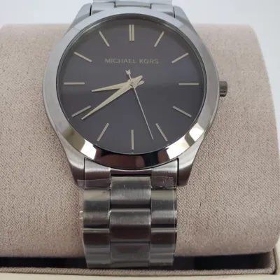 Michael Kors Slim Runway Blue Dial Gunmetal-plated Men's Watch